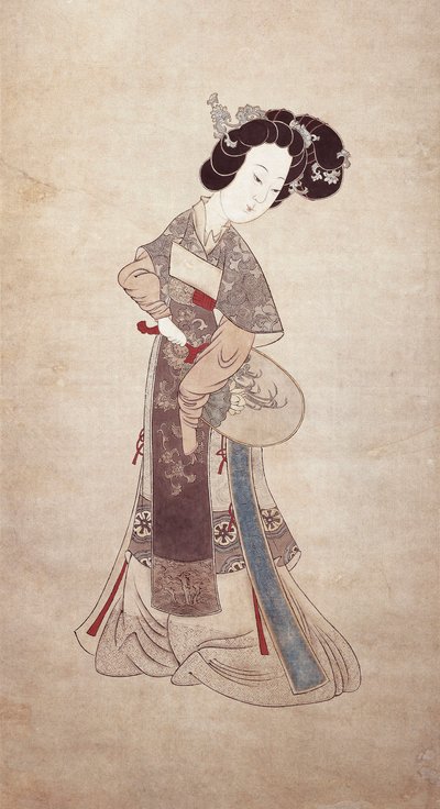Lady of China, av Ren Shyong (maleri på silke) av Qing Dynasty Chinese School