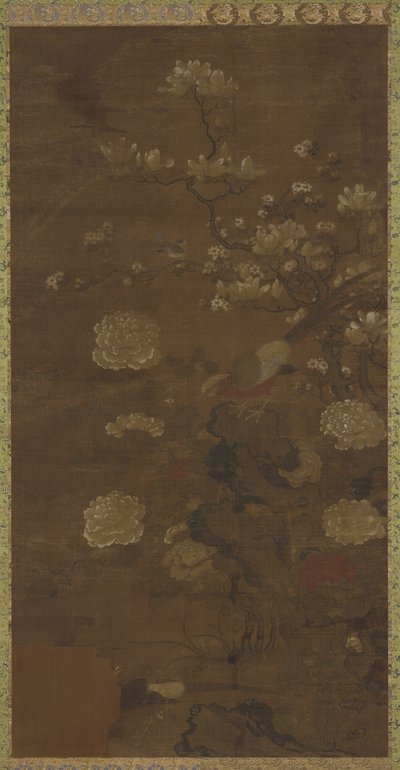 Magnolia, peoner og fasaner av Qing Dynasty Chinese School