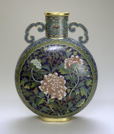 Måneflaske (cloisonne-emalje) av Qing Dynasty Chinese School