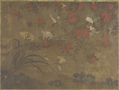Papegøyer som spiser granatepler, 1600-1700-tallet av Qing Dynasty Chinese School