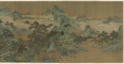Elvelandskap i blått og grønt, 1600-1700-tallet av Qing Dynasty Chinese School
