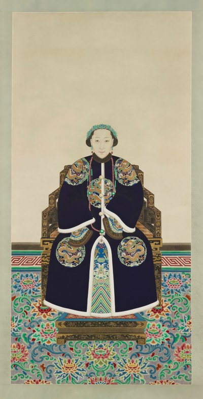 Portrett av Lady Hejia, bihustru til prins Zaizhi (1839–1880) (blekk og farge på papir) av Qing dynasty Chinese School
