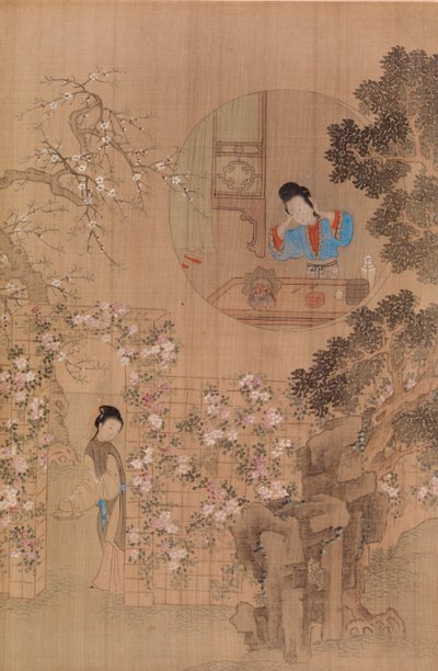 Woman in Garden - Woman in Circular Window av Qiu Ying