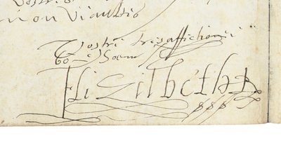 Signature on a letter from Elizabeth I of England to Henri IV of France, c.1596 av Queen Elizabeth I of England and