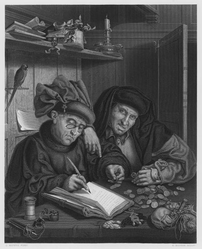 The Misers, fra bildet i Royal Collection (gravering) av Quentin (after) Massys or Metsys