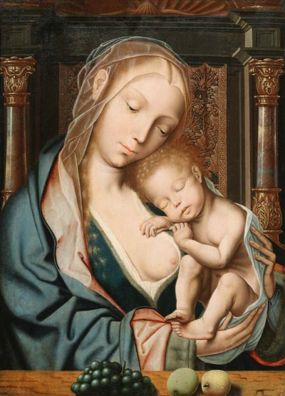 La Vierge aux rosiner Virgin with a Bunch of Grapes, 1500-tallet. av Quentin . Massys
