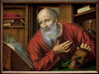 Saint Hieronymus i sin celle. Maleri av Quentin Metsys (Quinten Massys) (1466-1530), første halvdel av 1500-tallet, flamsk primitiv kunst. Kunsthistorisches Museum, Wien, Østerrike. av Quentin Massys or Metsys