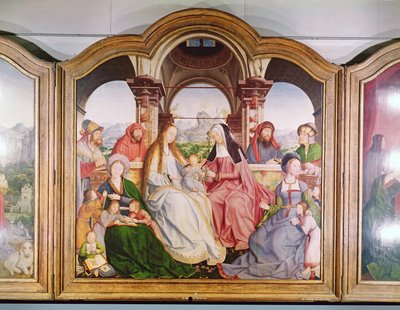 Det hellige slektskap, eller St. Annes altertavle, detalj på sentralpanelet, 1509 av Quentin Massys or Metsys