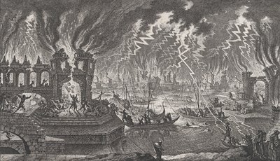 Utsikt over en brann, 1700-tallet. av Quentin Pierre Chedel
