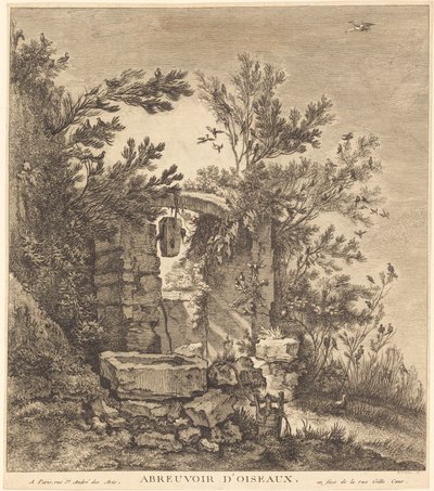 Vanningssted for fugler av Quentin Pierre Chedel after François Boucher