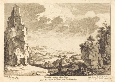 Utsikt over ruinene av et tårn som sies å ha blitt bygget av romerne av Quentin Pierre Chedel after François Boucher