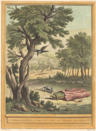Kråken, Gasellen, Skilpadden og Rotten (Kråken, Gasellen, Skilpadden og av Quentin Pierre Chedel after Jean Baptiste Oudry