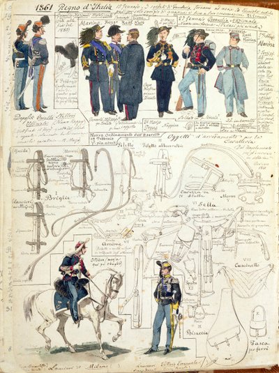 Uniformer og utstyr fra forskjellige styrker i Kingdom of Italy av Quinto Cenni, fargeplate av Quinto Cenni