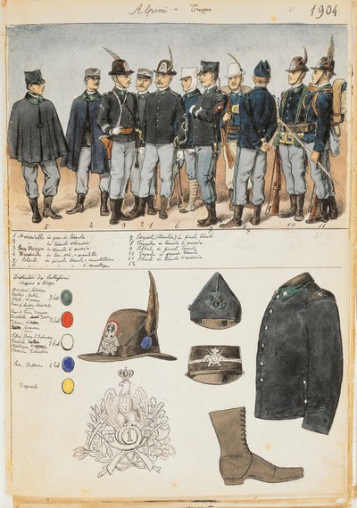Uniformer of the Alpines of the Kingdom of Italy, Fargeplate av Quinto Cenni av Quinto Cenni