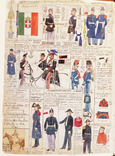 Uniformer av den italienske Risorgimento, fargeplate av Quinto Cenni av Quinto Cenni