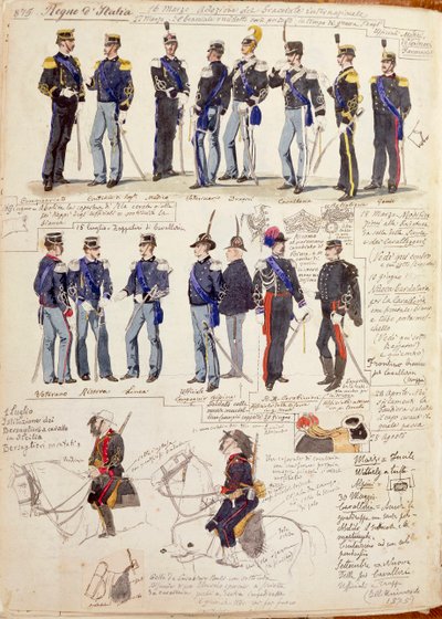 Ulike uniformer fra Kingdom of Italy av Quinto Cenni, fargeplate av Quinto Cenni