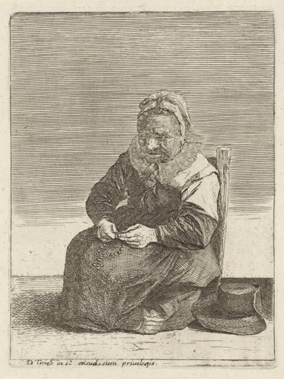 Gammel kvinne med rosenkrans Fullverdige bønder (serietittel) av Quirin Boel (attributed to)