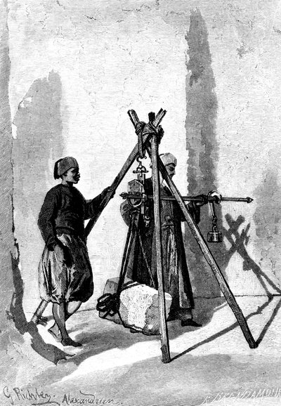 Veiing av steinblokkene, Egypt, 1880 av R. Brandamour