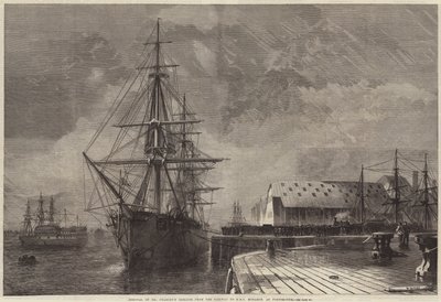 Fjerning av Mr Peabodys rester fra jernbanen til HMS Monarch i Portsmouth av R. Dudley
