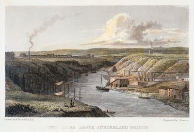 The Wear over Sunderland Iron Bridge, c1829. av R Francis