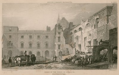 Ruinene av House of Lords, Westminster av R. W. Billings