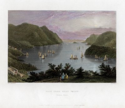 Hudson River sett fra West Point, USA, 1837. av R. Wallis