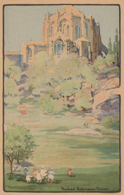 The Cathedral of St. John the Divine fra Morningside Park, 1914. av Rachael Robinson Elmer
