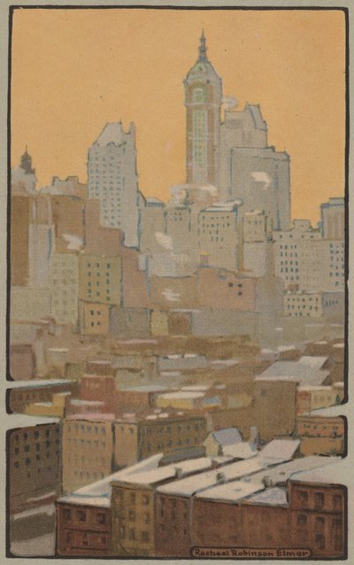 Singer Building fra Brooklyn Bridge, 1914. av Rachael Robinson Elmer