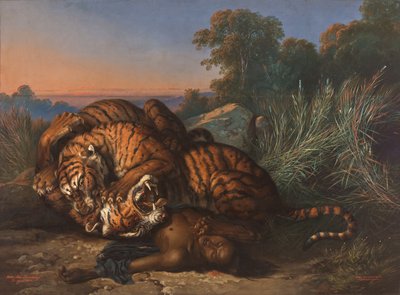 Slåss mot tigre over liket av en javaneser av Raden Ben Jaggia Saleh Syarif Bustaman