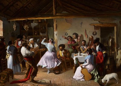 Dance at a Country Inn - Benjumea, Rafael (ca. 1825-c. 1887) - 1850 - Olje på lerret - 46x65 - Carmen Thyssen Museum, Malaga av Rafael Benjumea
