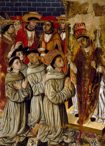 Miraklers syklus, detalj fra San Bernardino-altertavlen, av Joan Figuera og Tomas Rafael (aktiv i andre halvdel av 1500-tallet), tempera på panel, 399x253 cm. Detalj. av Rafael & Figuera Joan (active c.1454 1477) Tomas