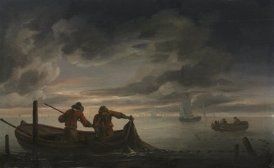 En scene fra elvemunning med fisker, andre kvartal av 1600-tallet (olje på tre) av Rafel Govertsz Camphuysen