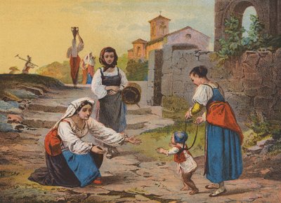 Tilbake fra markene (fargelitografi) av Raffaele (after) Casnedi