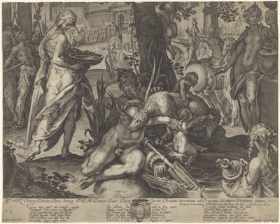 Vestal-jomfruen Tuccia bærer vann i et dørslag for å bevise sin uskyld av Raffaello Guidi