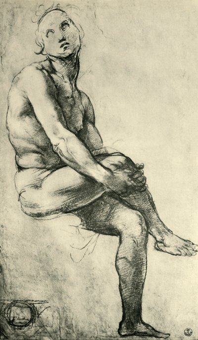 Sittende naken mann, 1509-1511, 1943. av Raffaello Sanzio Raphael