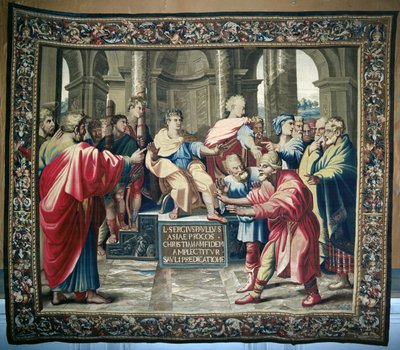 Tapet som viser Apostlenes gjerninger. The Blinding of Elymas, vevd på Beauvais Workshop under ledelse av Philippe Behagle (1641-1705), 1695-98 (ullteppe) av Raffaello Sanzio Raphael