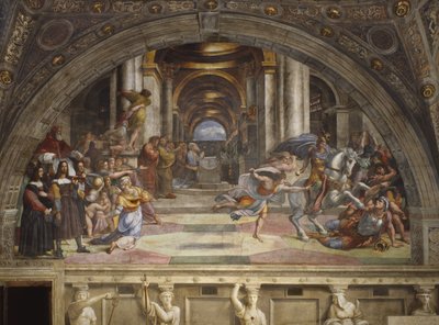 Utvisningen av Heliodorus fra tempelet, Stanza di Eliodoro, 1511-12 av Raffaello Sanzio Raphael