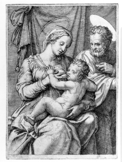 Den hellige familie, gravert av Marcantonio Raimondi, ca. 1515 av Raffaello Sanzio Raphael