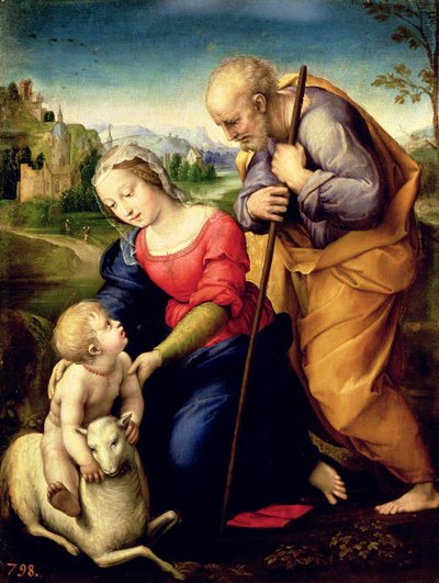 Den hellige familie med et lam, 1507 av Raffaello Sanzio Raphael