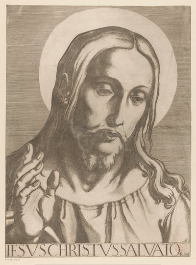 Kristus Jesus Christ Salvator Mudi (tittel på objekt) Kristus, Maria og de tolv apostelen (serietittel) The Sacred Apostolic College (serietittel) av Raffaello Schiaminossi
