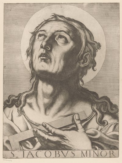 Heilige Jakobus de Mindere St. Jakob den mindre (tittel på objekt) Kristus, Maria og de tolv apostelen (serietittel) The Sacred Apostolic College (serietittel) av Raffaello Schiaminossi