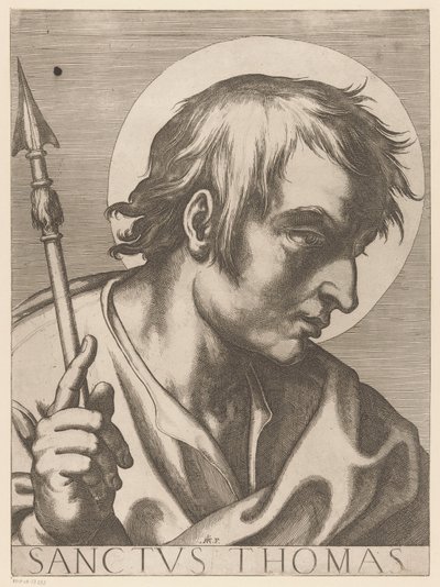 Sankt Thomas Saint Thomas (tittel på objekt) Kristus, Maria og de tolv apostelen (serietittel) The Sacred Apostolic College (serietittel) av Raffaello Schiaminossi