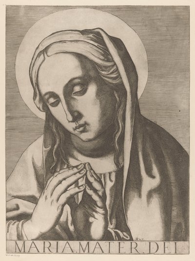 Maria Maria Mater Dei (tittel på objekt) Kristus, Maria og de tolv apostelen (serietittel) The Sacred Apostolic College (serietittel) av Raffaello Schiaminossi