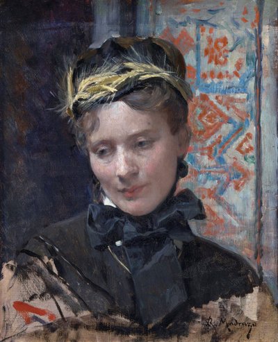 Portrait of a Lady - Maleri av Raimundo de Madrazo y Garreta (1841-1920), Olje på lerret 1885-1896 - National Gallery, London 49,5x40 av Raimundo de Madrazo y Garreta
