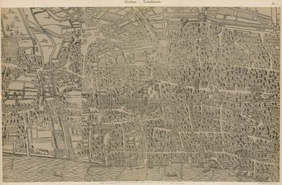 Civitas Londinium, fra den opprinnelige undersøkelsen i Guildhall Library, fra regjeringen til dronning Elizabeth av Ralph Agas