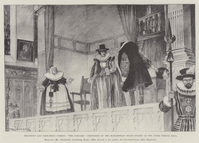 Beaumont og Fletchers komedie, The Coxcomb, fremført av Elizabethan Stage Society i Inner Temple Hall av Ralph Cleaver