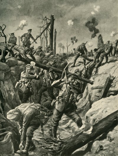 Britiske soldater i en tysk skyttergrav, vestfronten, første verdenskrig, c1915, c1920. av Ralph Cleaver
