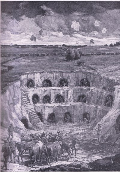 De moderne hulebeboerne, fra History of the Great War Vol 3 utgitt av Waverley Book Co Limited, ca. 1920 av Ralph Cleaver