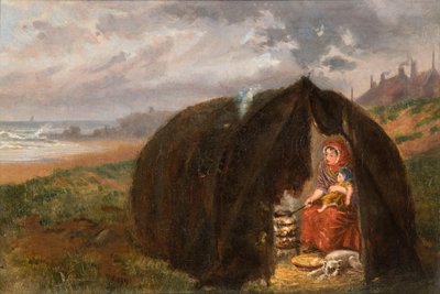Sigøynere slo leir på stranden, nær South Shields, 1876 av Ralph Hedley