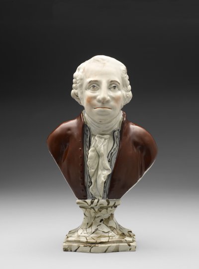 Byste av George Washington, ca. 1782-1795 (blyglasert keramikk (perletøy) med overglasur emalje) av Ralph Sr. Wood